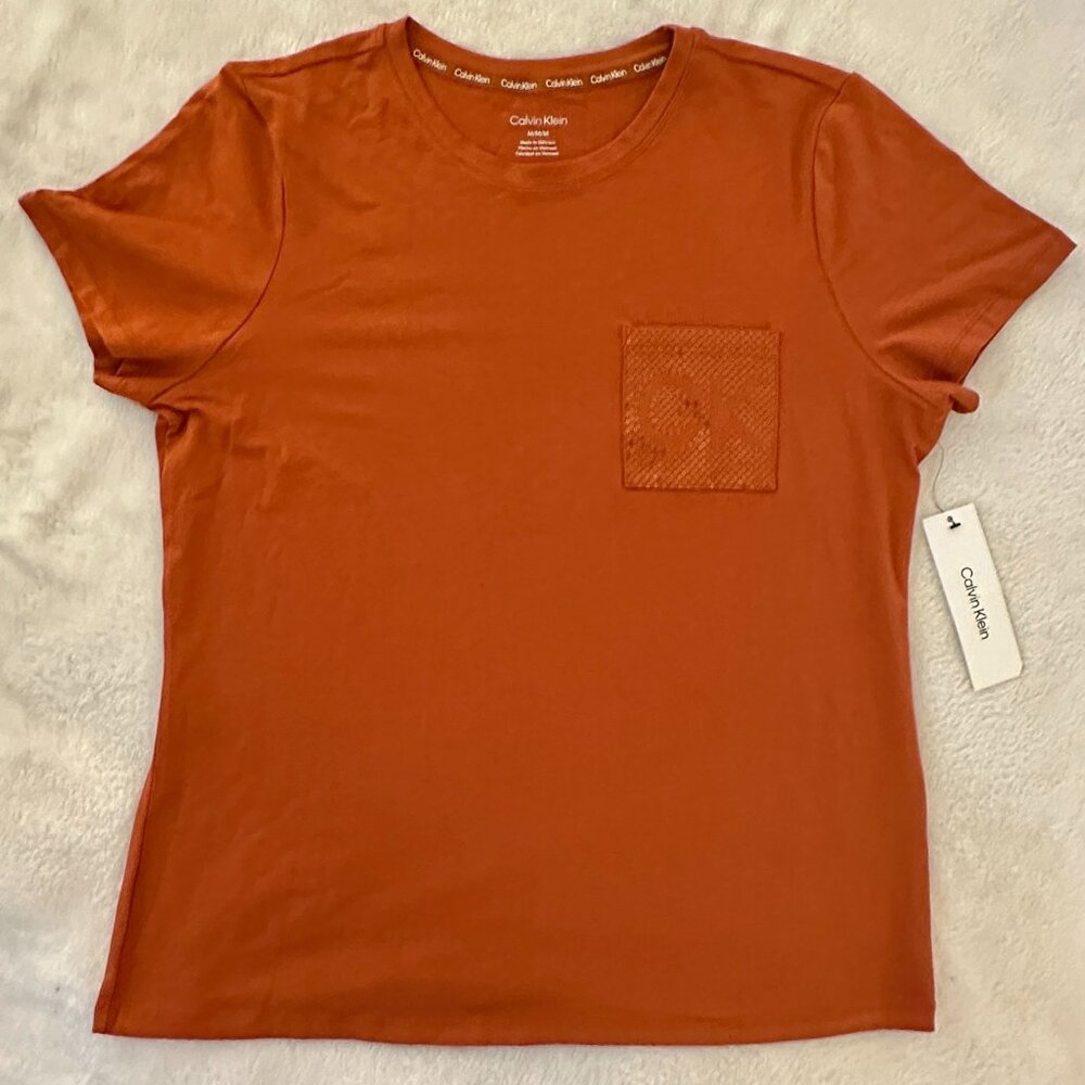 Calvin Klein - Cotton Sequin-Logo Pocket T-Shirt (NWT), Size M